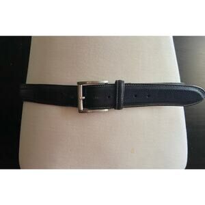 TRAFALGAR Distressed Black Leather Belt Mens sz 46